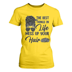 Funny Biker Woman T Shirt For Women The Best Things In Life Mess Up Your Hair TS14 Daisy Print Your Wear