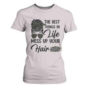 Funny Biker Woman T Shirt For Women The Best Things In Life Mess Up Your Hair TS14 Ice Gray Print Your Wear