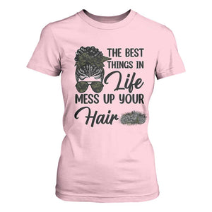 Funny Biker Woman T Shirt For Women The Best Things In Life Mess Up Your Hair TS14 Light Pink Print Your Wear
