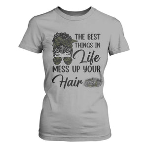 Funny Biker Woman T Shirt For Women The Best Things In Life Mess Up Your Hair TS14 Sport Gray Print Your Wear