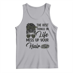 Funny Biker Woman Tank Top The Best Things In Life Mess Up Your Hair TS14 Athletic Heather Print Your Wear