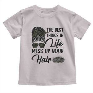 Funny Biker Woman Toddler T Shirt The Best Things In Life Mess Up Your Hair TS14 Ice Gray Print Your Wear