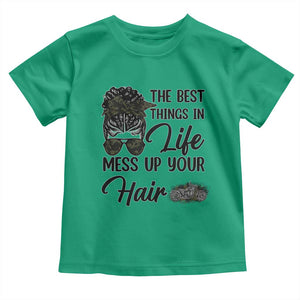 Funny Biker Woman Toddler T Shirt The Best Things In Life Mess Up Your Hair TS14 Irish Green Print Your Wear