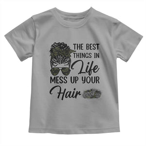 Funny Biker Woman Toddler T Shirt The Best Things In Life Mess Up Your Hair TS14 Sport Gray Print Your Wear