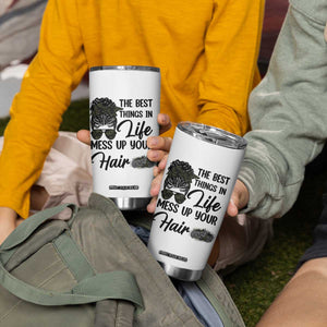 Funny Biker Woman Tumbler Cup The Best Things In Life Mess Up Your Hair TS14 Print Your Wear
