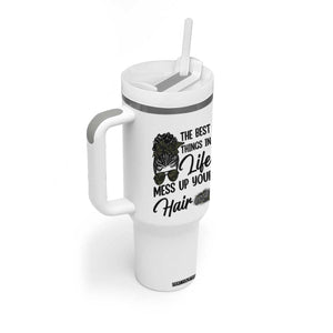 Funny Biker Woman Tumbler With Handle The Best Things In Life Mess Up Your Hair TS14 Print Your Wear