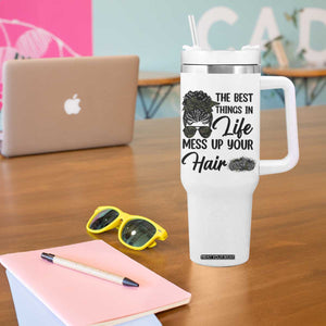 Funny Biker Woman Tumbler With Handle The Best Things In Life Mess Up Your Hair TS14 Print Your Wear