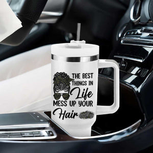 Funny Biker Woman Tumbler With Handle The Best Things In Life Mess Up Your Hair TS14 Print Your Wear