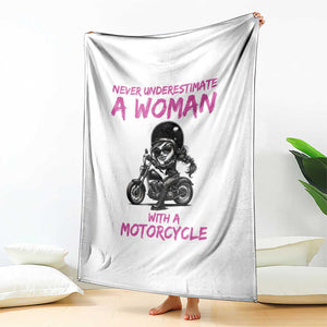 Funny Biker Woman Throw Blanket Never Underestimate A Women On A Motorcycle TS14 Print Your Wear