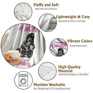 Funny Biker Woman Throw Blanket Never Underestimate A Women On A Motorcycle TS14 Print Your Wear