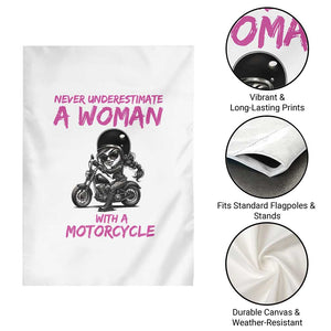 Funny Biker Woman Garden Flag Never Underestimate A Women On A Motorcycle TS14 Print Your Wear