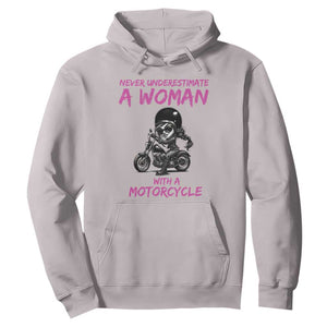 Funny Biker Woman Hoodie Never Underestimate A Women On A Motorcycle TS14 Ice Gray Print Your Wear
