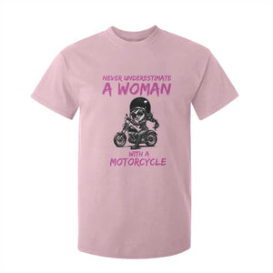 Funny Biker Woman T Shirt For Kid Never Underestimate A Women On A Motorcycle TS14 Light Pink Print Your Wear