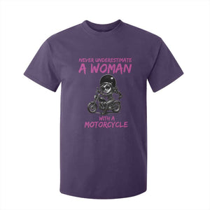 Funny Biker Woman T Shirt For Kid Never Underestimate A Women On A Motorcycle TS14 Purple Print Your Wear