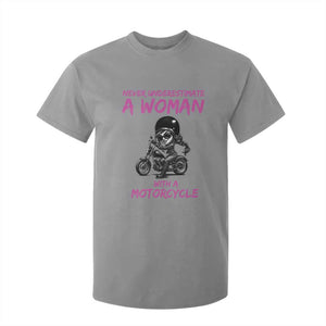 Funny Biker Woman T Shirt For Kid Never Underestimate A Women On A Motorcycle TS14 Sport Gray Print Your Wear
