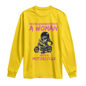 Funny Biker Woman Long Sleeve Shirt Never Underestimate A Women On A Motorcycle TS14 Daisy Print Your Wear