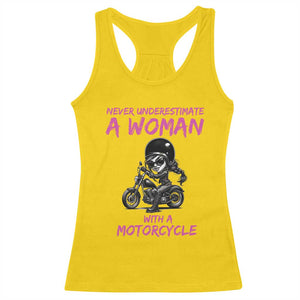Funny Biker Woman Racerback Tank Top Never Underestimate A Women On A Motorcycle TS14 Daisy Print Your Wear
