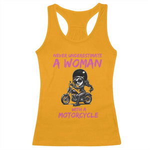 Funny Biker Woman Racerback Tank Top Never Underestimate A Women On A Motorcycle TS14 Gold Print Your Wear