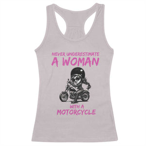 Funny Biker Woman Racerback Tank Top Never Underestimate A Women On A Motorcycle TS14 Ice Gray Print Your Wear