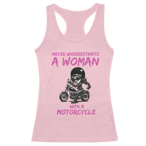 Funny Biker Woman Racerback Tank Top Never Underestimate A Women On A Motorcycle TS14 Light Pink Print Your Wear