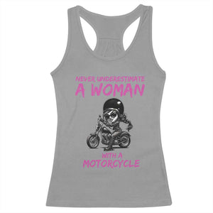 Funny Biker Woman Racerback Tank Top Never Underestimate A Women On A Motorcycle TS14 Sport Gray Print Your Wear