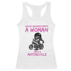 Funny Biker Woman Racerback Tank Top Never Underestimate A Women On A Motorcycle TS14 White Print Your Wear