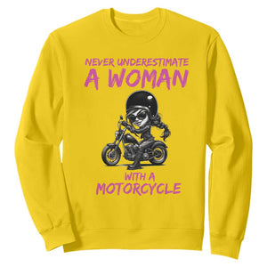 Funny Biker Woman Sweatshirt Never Underestimate A Women On A Motorcycle TS14 Daisy Print Your Wear