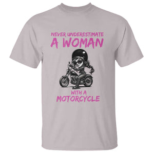 Funny Biker Woman T Shirt Never Underestimate A Women On A Motorcycle TS14 Ice Gray Print Your Wear