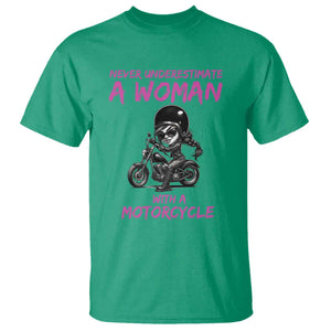 Funny Biker Woman T Shirt Never Underestimate A Women On A Motorcycle TS14 Irish Green Print Your Wear