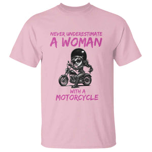 Funny Biker Woman T Shirt Never Underestimate A Women On A Motorcycle TS14 Light Pink Print Your Wear