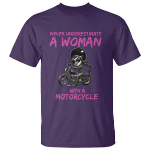 Funny Biker Woman T Shirt Never Underestimate A Women On A Motorcycle TS14 Purple Print Your Wear