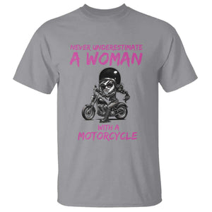 Funny Biker Woman T Shirt Never Underestimate A Women On A Motorcycle TS14 Sport Gray Print Your Wear