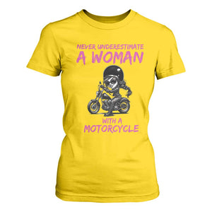Funny Biker Woman T Shirt For Women Never Underestimate A Women On A Motorcycle TS14 Daisy Print Your Wear
