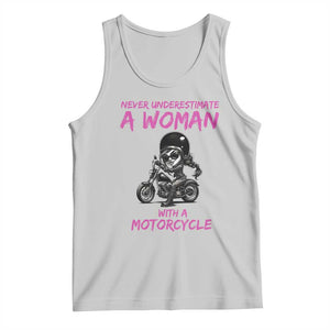 Funny Biker Woman Tank Top Never Underestimate A Women On A Motorcycle TS14 Ash Print Your Wear