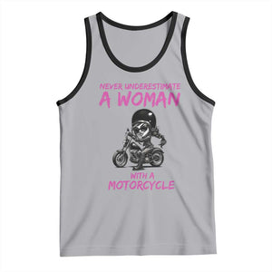 Funny Biker Woman Tank Top Never Underestimate A Women On A Motorcycle TS14 Athletic Heather Black Print Your Wear
