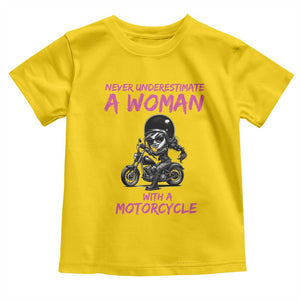 Funny Biker Woman Toddler T Shirt Never Underestimate A Women On A Motorcycle TS14 Daisy Print Your Wear