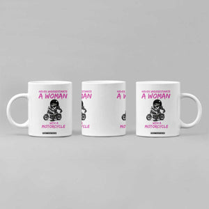 Funny Biker Woman Coffee Mug Never Underestimate A Women On A Motorcycle TS14 Print Your Wear