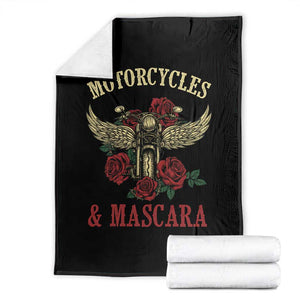 Motorcycle Women Biker Throw Blanket Motorcycles And Mascara Roses TS14 Black Print Your Wear
