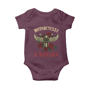 Motorcycle Women Biker Baby Onesie Motorcycles And Mascara Roses TS14 Maroon Print Your Wear