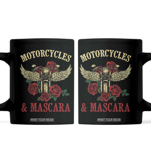 Motorcycle Women Biker Coffee Mug Motorcycles And Mascara Roses TS14 Black Print Your Wear
