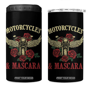 Motorcycle Women Biker 4 in 1 Can Cooler Tumbler Motorcycles And Mascara Roses TS14 One Size: 16 oz Black Print Your Wear