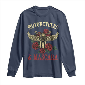 Motorcycle Women Biker Long Sleeve Shirt Motorcycles And Mascara Roses TS14 Navy Print Your Wear