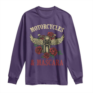 Motorcycle Women Biker Long Sleeve Shirt Motorcycles And Mascara Roses TS14 Purple Print Your Wear