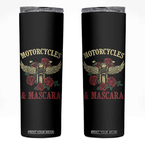 Motorcycle Women Biker Skinny Tumbler Motorcycles And Mascara Roses TS14 Black Print Your Wear