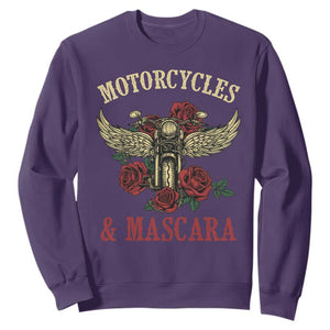 Motorcycle Women Biker Sweatshirt Motorcycles And Mascara Roses TS14 Purple Print Your Wear