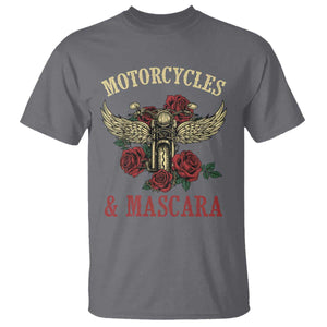 Motorcycle Women Biker T Shirt Motorcycles And Mascara Roses TS14 Charcoal Print Your Wear