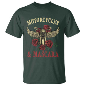 Motorcycle Women Biker T Shirt Motorcycles And Mascara Roses TS14 Dark Forest Green Print Your Wear