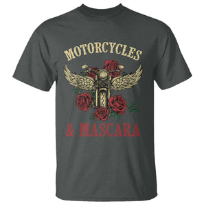 Motorcycle Women Biker T Shirt Motorcycles And Mascara Roses TS14 Dark Heather Print Your Wear