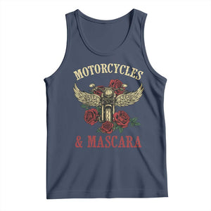 Motorcycle Women Biker Tank Top Motorcycles And Mascara Roses TS14 Navy Print Your Wear