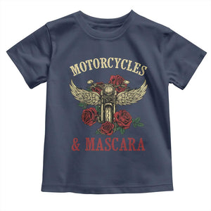 Motorcycle Women Biker Toddler T Shirt Motorcycles And Mascara Roses TS14 Navy Print Your Wear
